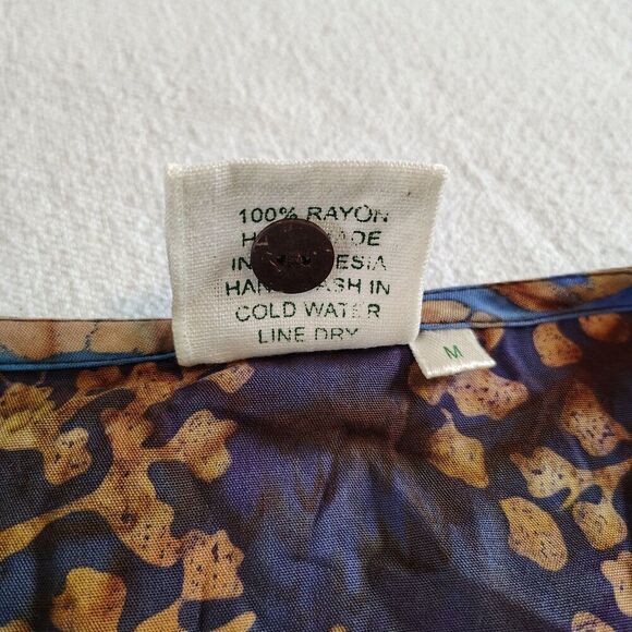 Boho Patchwork Tunic Dress Size M Blue Brown Floral Lagenlook Artsy - Picture 9 of 9